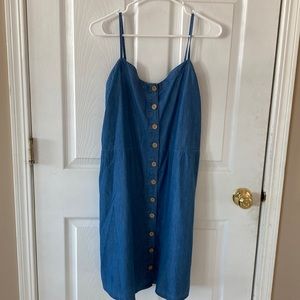 NWT jean mini dress with pockets front button detail size Large